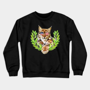 The usa lynx cat in freedom a wild cat in satisfaction Crewneck Sweatshirt